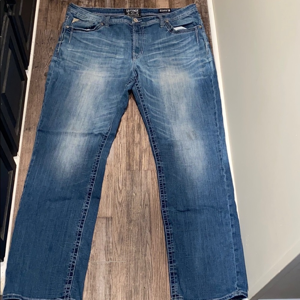 Men’s buckle salvage jeans